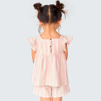 Conjunto de Bata e Shorts Listrado Rosa Hering Infantil - Feminino