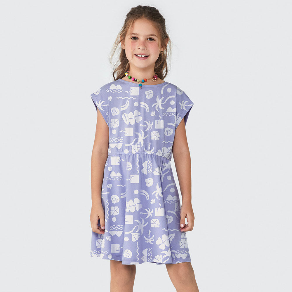 Vestido Curto Estampado Lilás Hering - Feminino