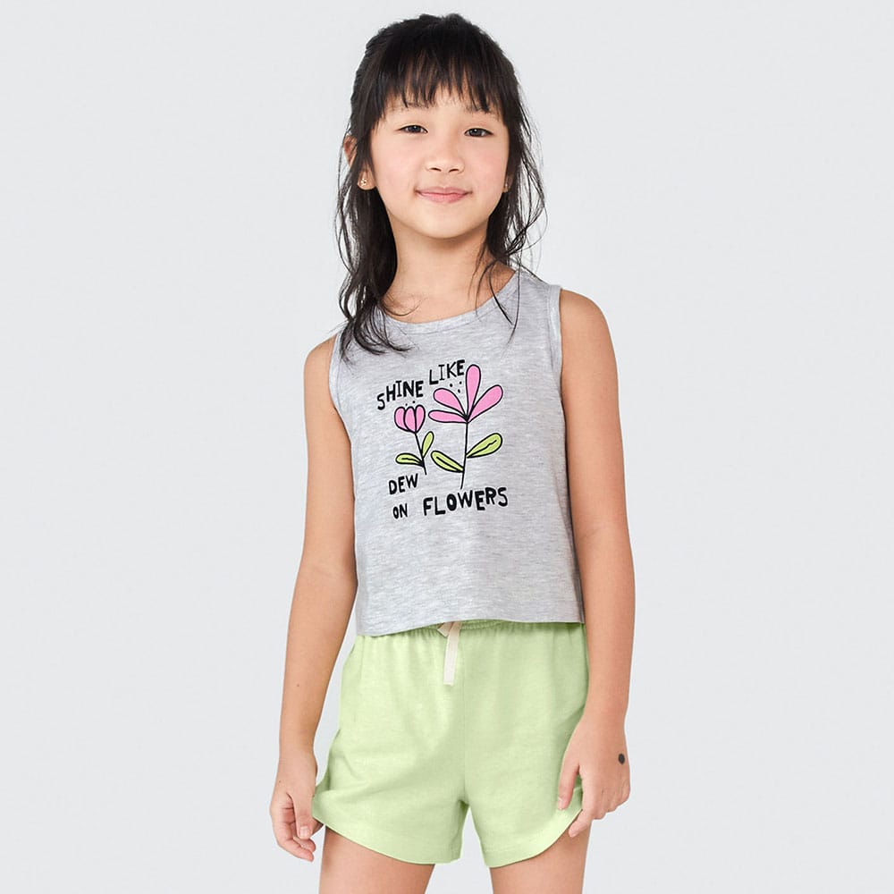 Conjunto de Regata com Shorts Shine Like Hering Infantil - Feminino