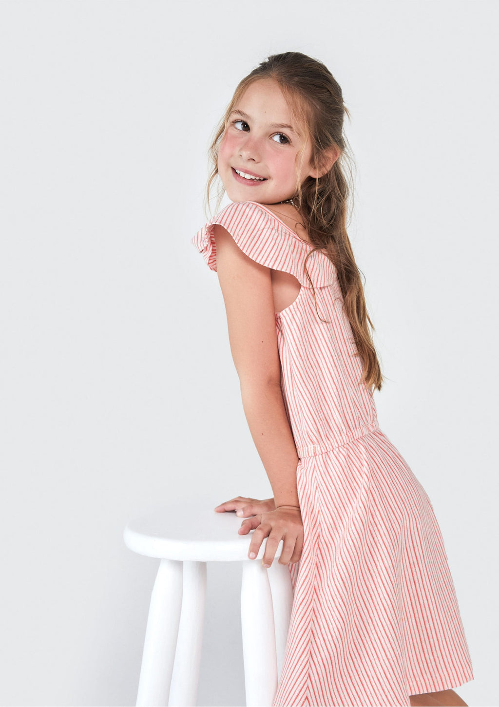 Vestido Listrado com Alça Babado Hering - Feminino