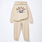 Conjunto Moletom com Capuz e Calça Great Times Bege Hering Infantil - Feminino