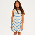 Vestido Curto Hering Infantil Em Ribana Canelada Listrado Feminino - Creme