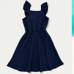 Vestido Hering Infantil Babados Em Ribana Feminino - Azul