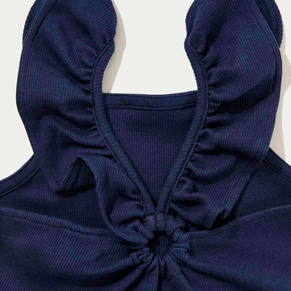 Vestido Hering Babados Em Ribana Feminino - Azul