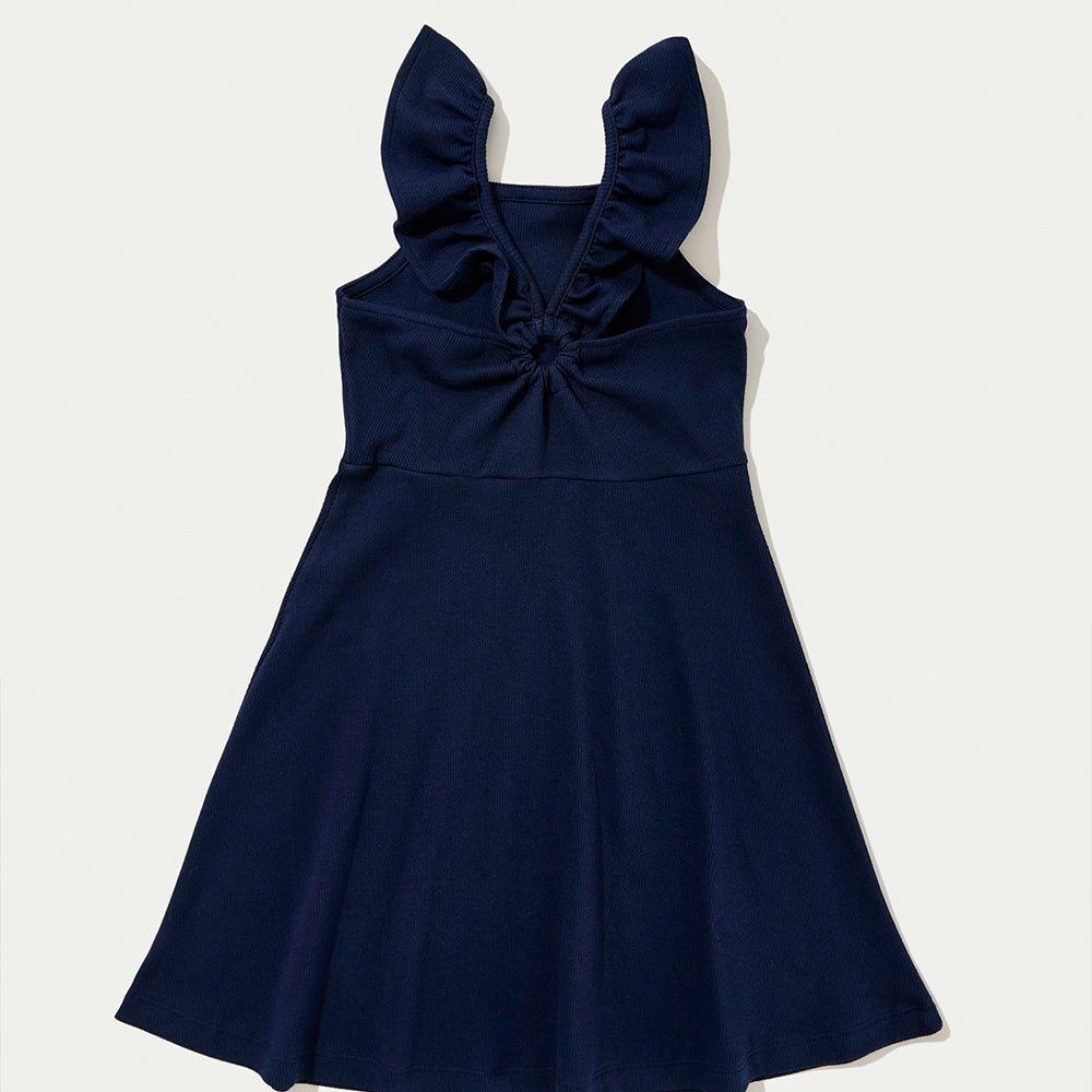 Vestido Hering Babados Em Ribana Feminino - Azul