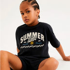Conjunto Camiseta Manga Curta e Bermuda Hering Kids Estampado Masculino - Preto