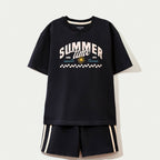 Conjunto Camiseta Manga Curta e Bermuda Hering Kids Estampado Masculino - Preto