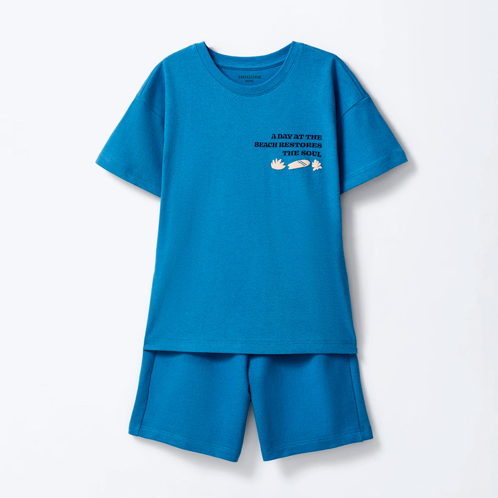 Conjunto Camiseta e Bermuda Hering Infantil Masculino - Azul