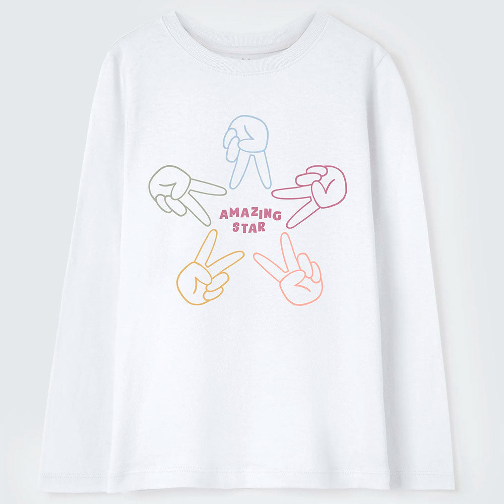 Camiseta Manga Longa Estampada Hering Infantil - Feminina