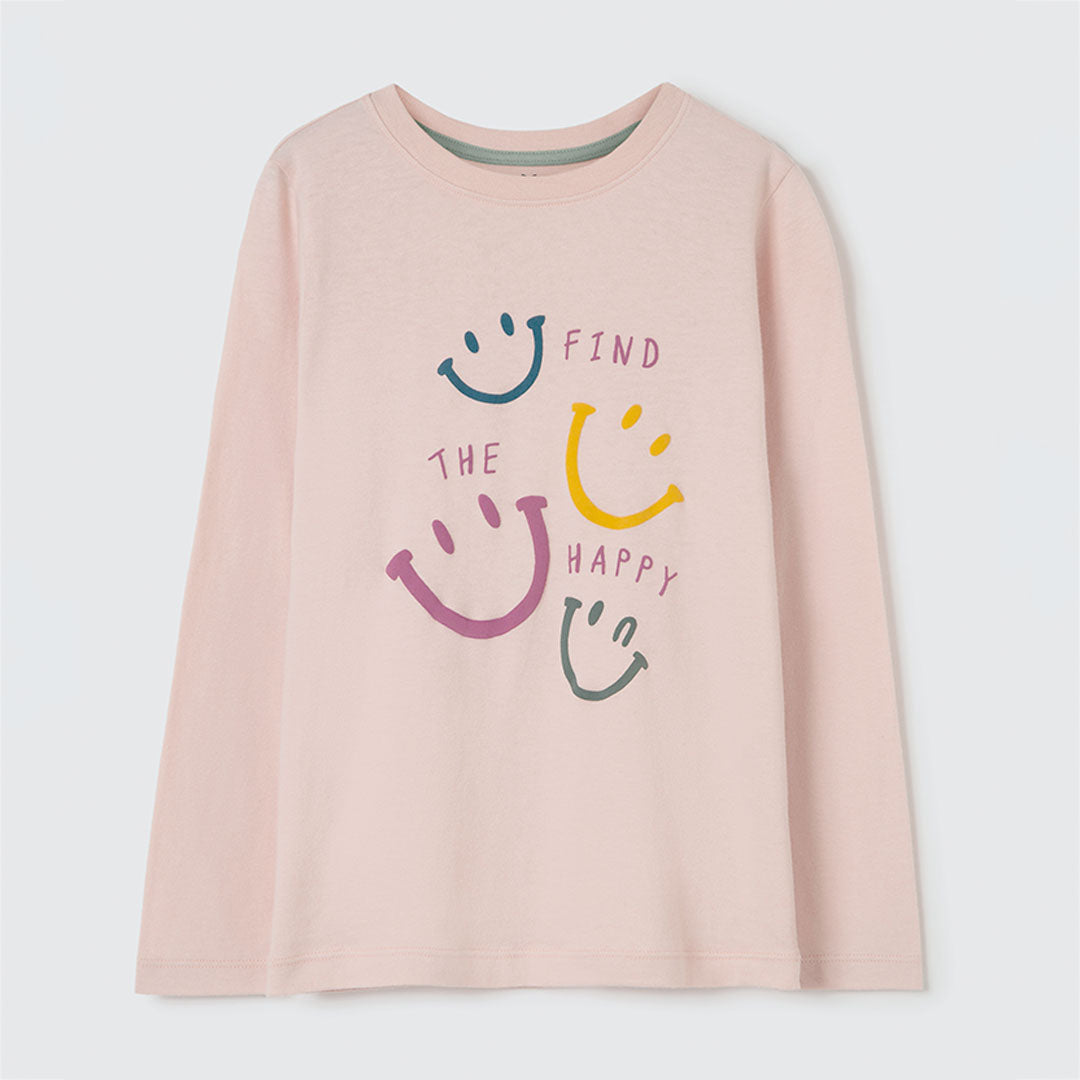 Camiseta Manga Longa Find The Happy Rosa Hering - Feminina