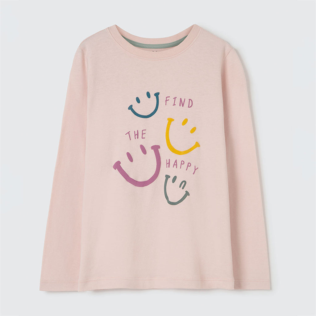 Camiseta Manga Longa Find The Happy Rosa Hering Infantil - Feminina