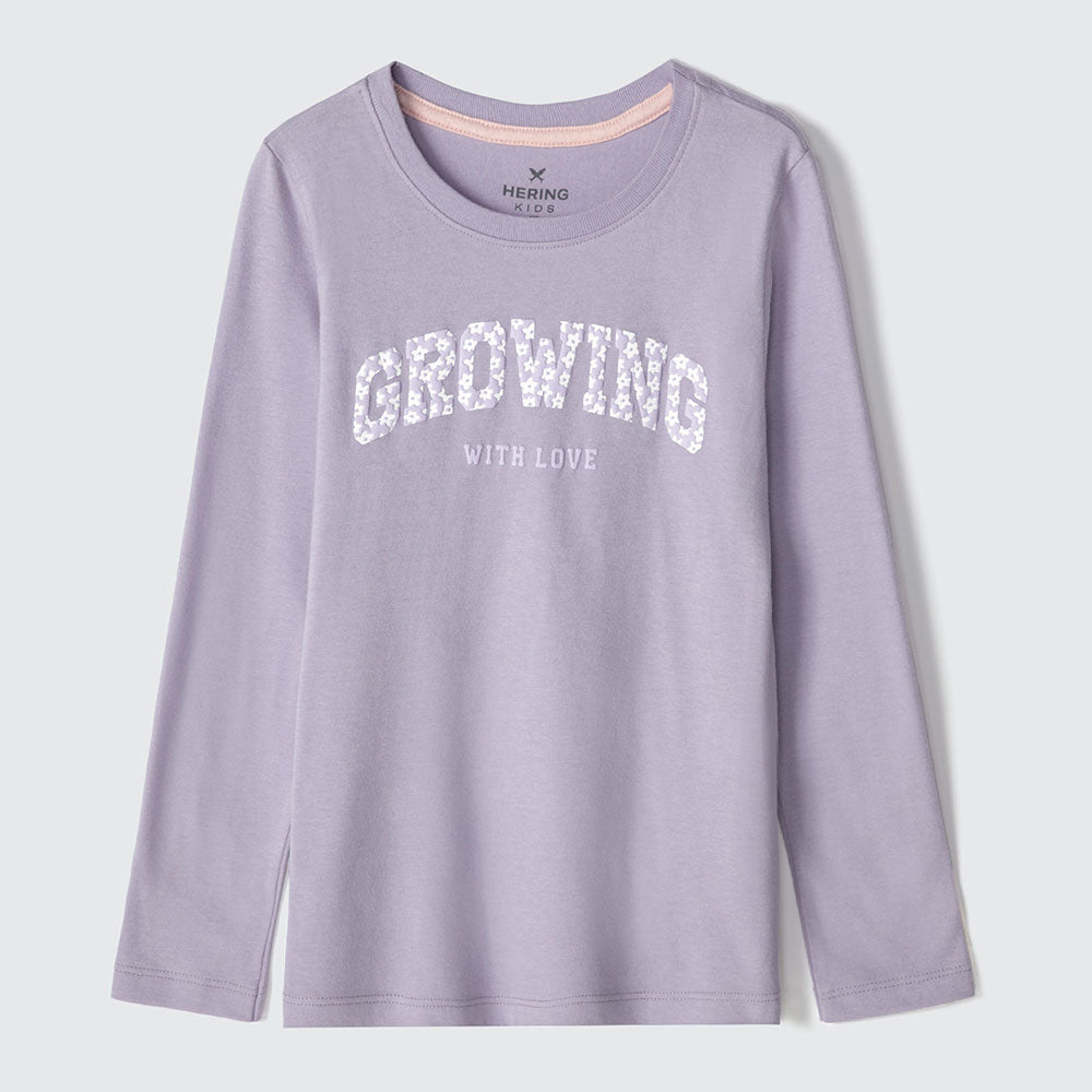 Blusinha Manga Longa Growing Lilás Hering Infantil - Feminina