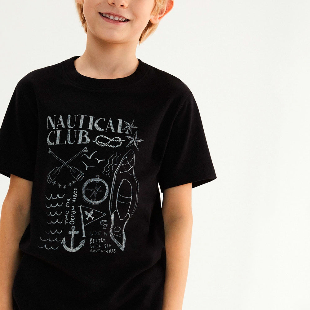 Camiseta Manga Curta Hering Infantil Com Estampa Masculina - Preto