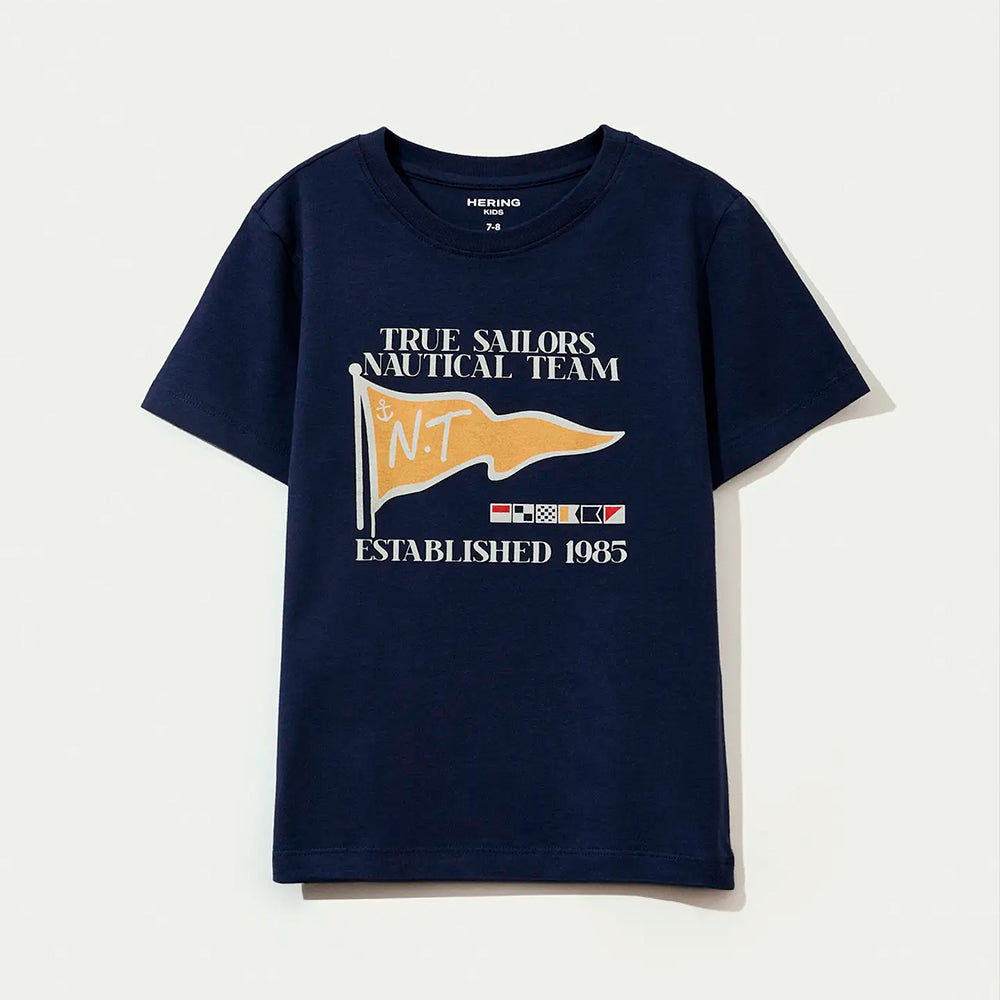 Camiseta Manga Curta Hering Kids Estampada Masculina - Azul