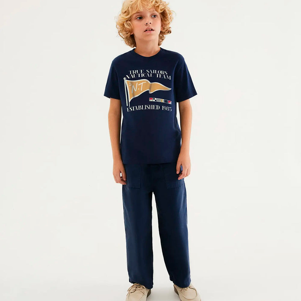 Camiseta Manga Curta Hering Kids Estampada Masculina - Azul