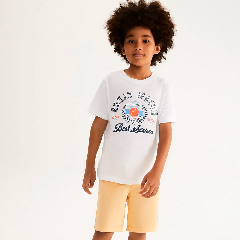 Camiseta Manga Curta Hering Kids Estampada Masculina - Branco