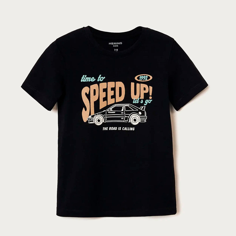 Camiseta Manga Curta Hering Kids Estampada Masculina - Preto