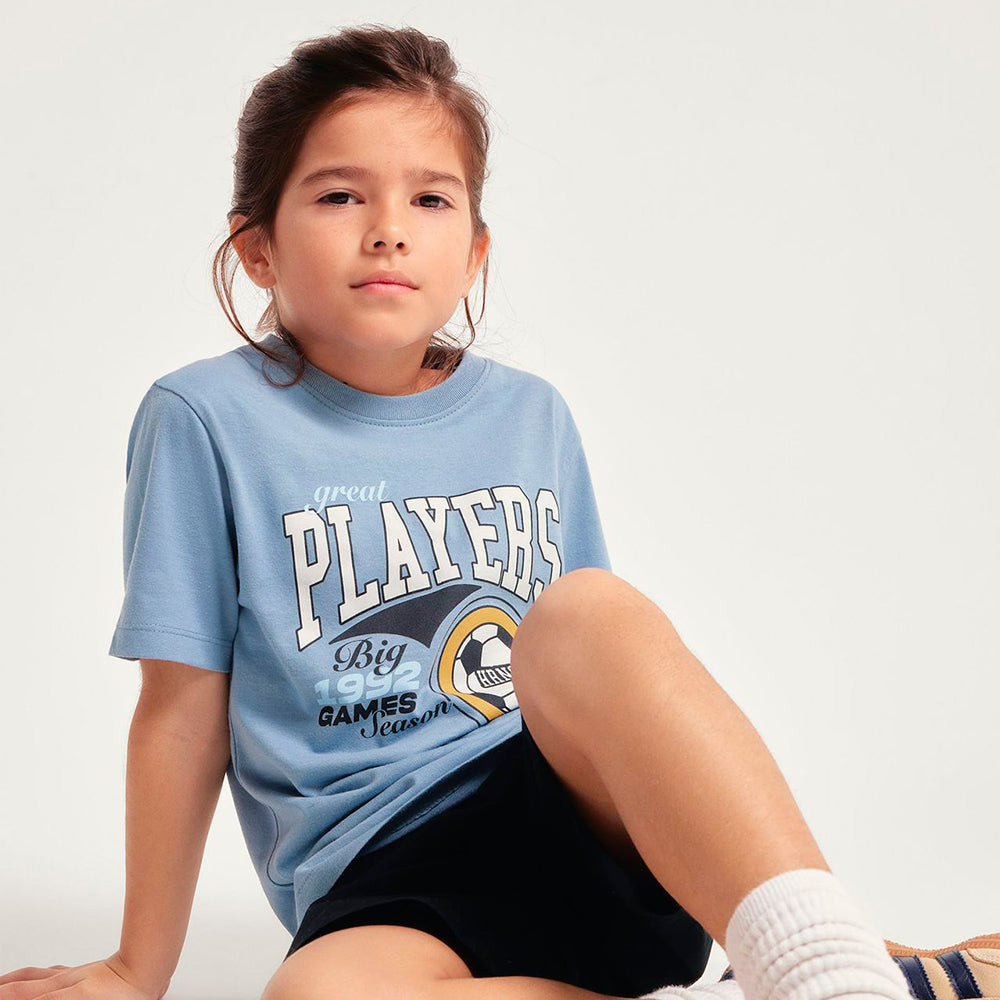 Camiseta Manga Curta Hering Kids Estampada Masculina - Azul