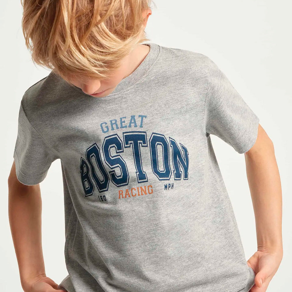 Camiseta Manga Longa Hering Kids Estampada Masculina - Cinza