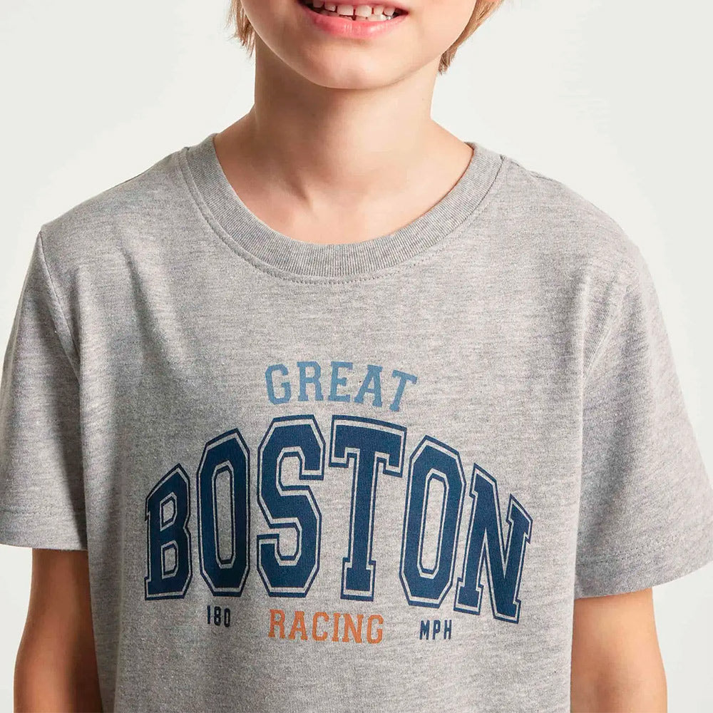 Camiseta Manga Longa Hering Kids Estampada Masculina - Cinza