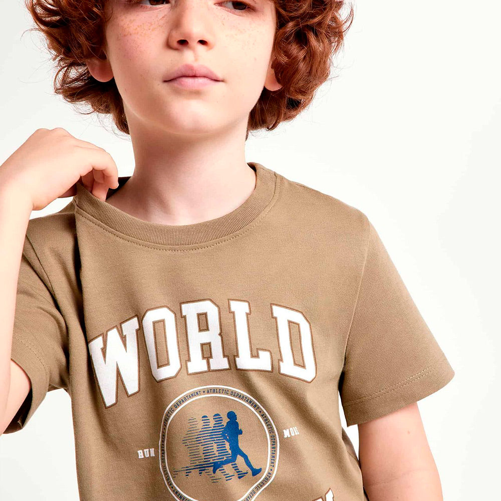 Camiseta Manga Curta Hering Kids Estampada Masculina - Verde Caqui