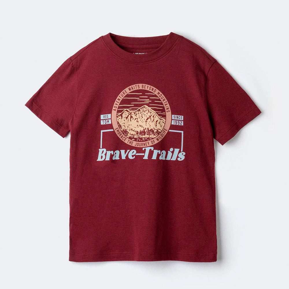 Camiseta Manga Curta Hering Kids Estampada Masculina - Vinho