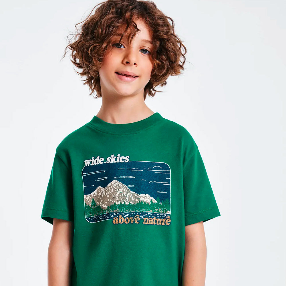Camiseta Manga Curta Hering Kids Estampada Masculina - Verde