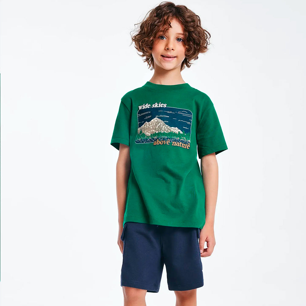 Camiseta Manga Curta Hering Kids Estampada Masculina - Verde