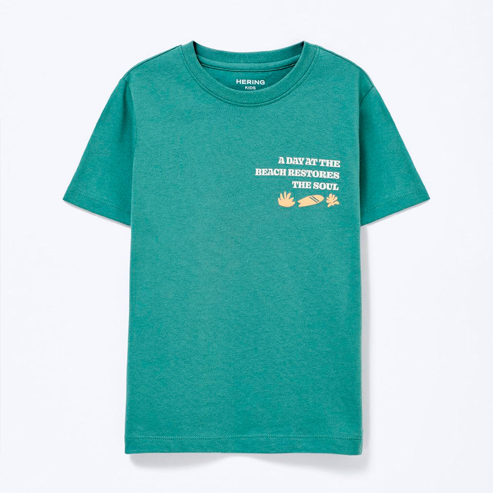 Camiseta Manga Curta Hering Kids Estampada Masculina - Verde