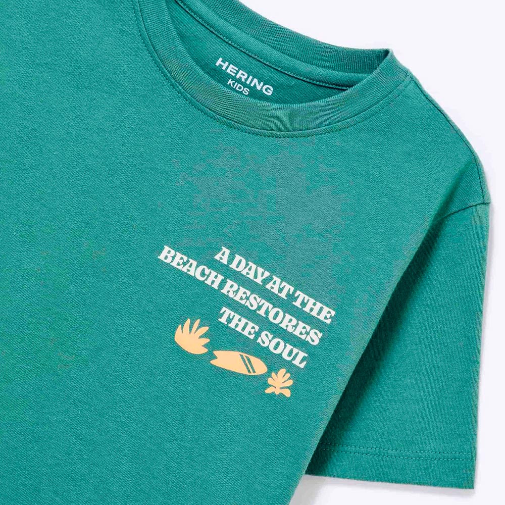 Camiseta Manga Curta Hering Kids Estampada Masculina - Verde