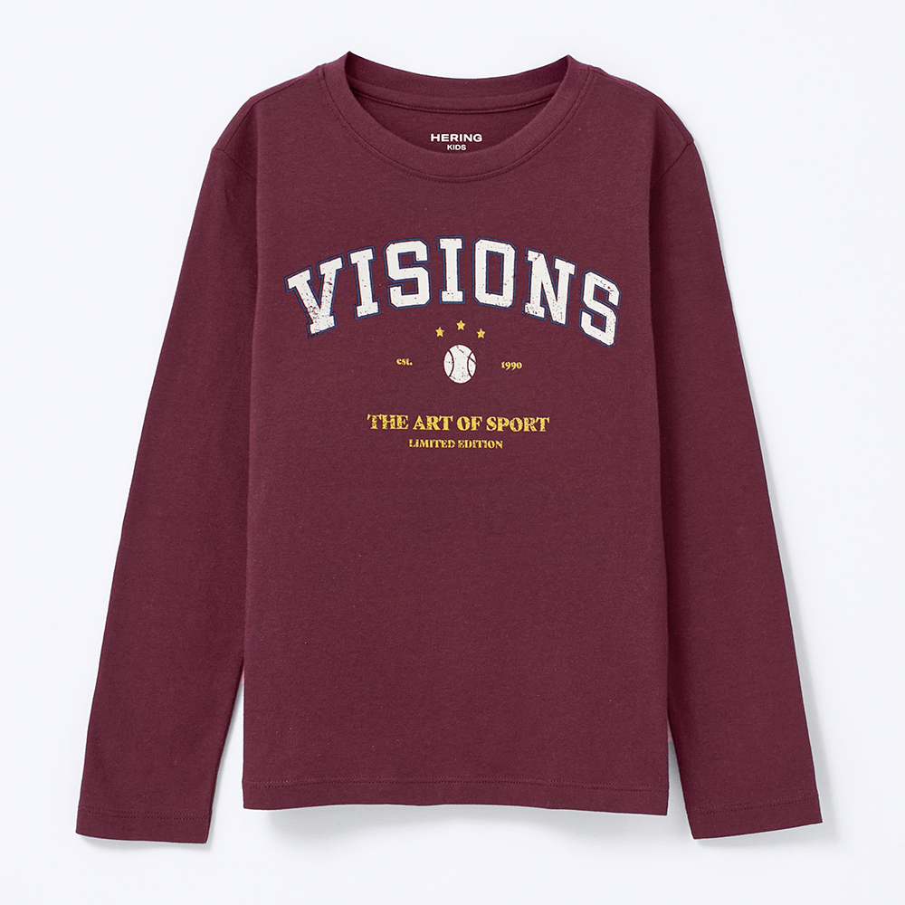 Camiseta Manga Longa Visions Bordô Hering Infantil - Masculina