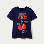 Camiseta Manga Curta Hering Infantil Cherry Fields Feminina - Azul
