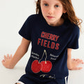 Camiseta Manga Curta Hering Infantil Cherry Fields Feminina - Azul