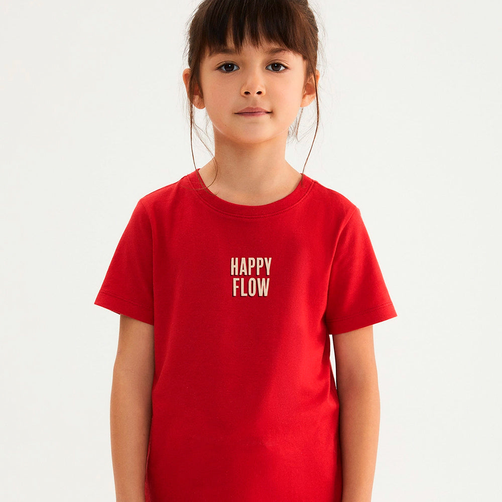 Camiseta Manga Curta Hering Infantil Happy Flow Feminina - Vermelho