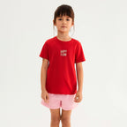 Camiseta Manga Curta Hering Infantil Happy Flow Feminina - Vermelho