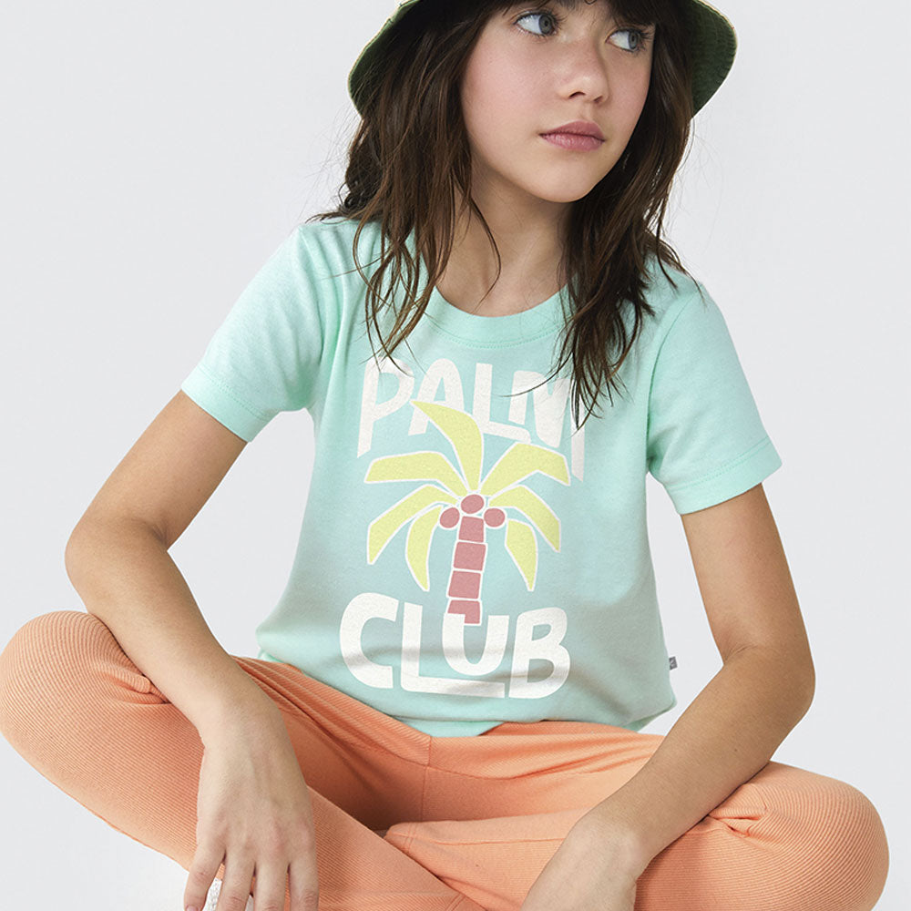 Camiseta Manga Curta Verde Palm Club Hering Infantil - Feminina