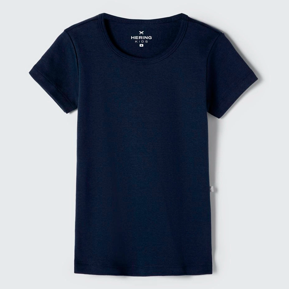Blusa Manga Curta Básica Marinho Hering Infantil - Feminina