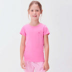 Camiseta Manga Curta Básica Rosa Coração Hering Infantil - Feminina