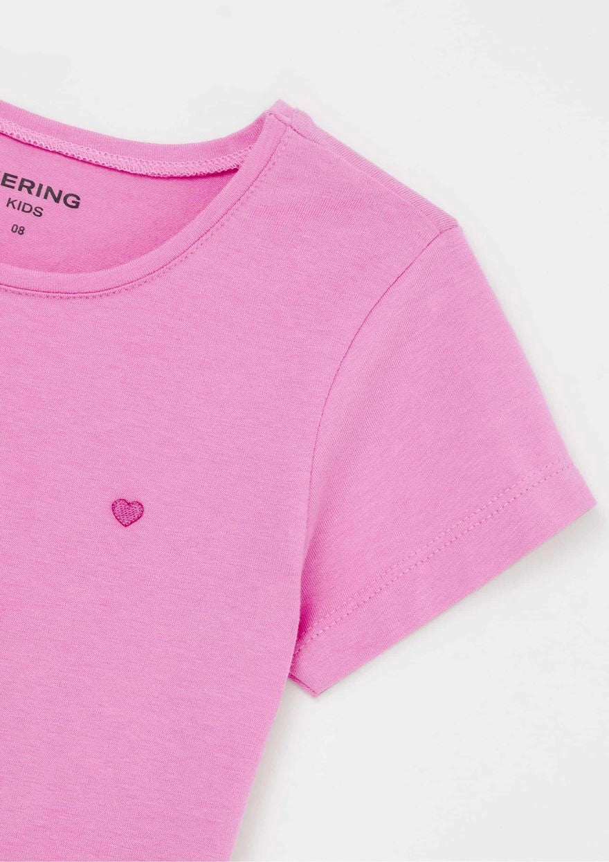 Camiseta Manga Curta Básica Rosa Coração Hering - Feminina
