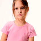 Camiseta Manga Curta Hering Com Bordado Coração Feminino - Rosa