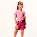 Camiseta Manga Curta Hering Infantil Com Bordado Coração Feminino - Rosa