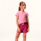 Camiseta Manga Curta Hering Infantil Com Bordado Coração Feminino - Rosa