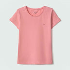 Blusinha Manga Curta Rosa Detalhe Bordado Hering Infantil - Feminina