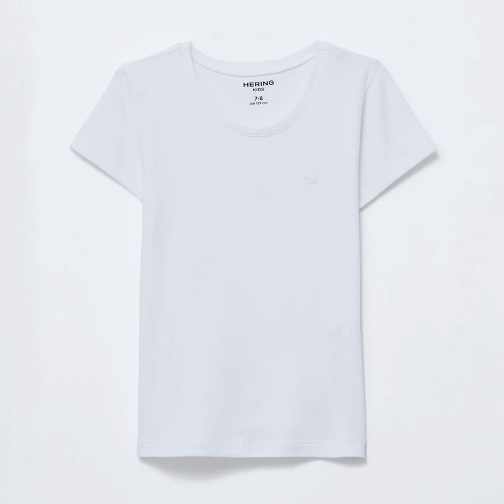 Blusa Básica Hering Infantil Com Bordado De Coração Feminina - Branca