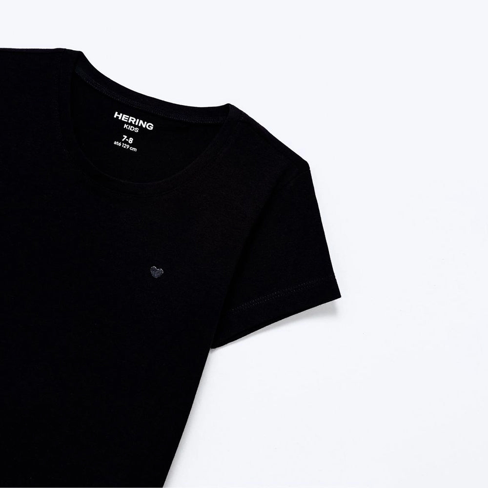 Blusinha Manga Curta Bordado Coração Hering - Feminina