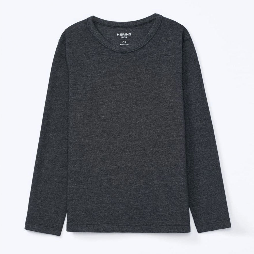Camiseta Manga Longa Básica Cinza Chumbo Hering Infantil - Unissex