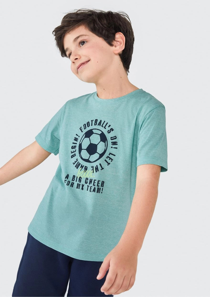 Camiseta Manga Curta Football Verde Hering Infantil - Masculina