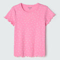 Blusa Manga Curta em Ribana com Frufru Bolinhas Hering Infantil - Feminino