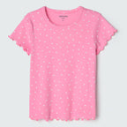 Blusa Manga Curta em Ribana com Frufru Bolinhas Hering - Feminino