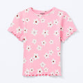 Blusa Manga Curta Hering Infantil Em Ribana Estampada Feminina - Rosa